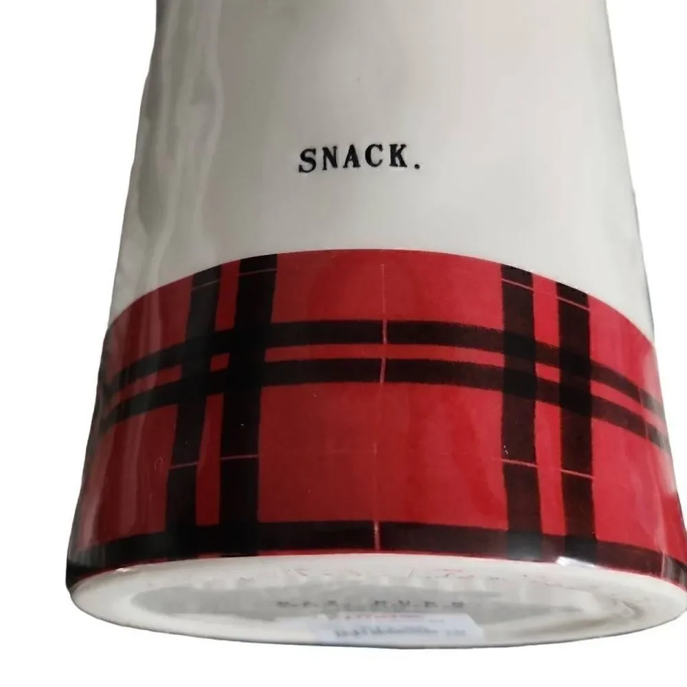 Rae Dunn Red Plaid Snack Canister Jar with Lid